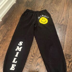Black Womens  Joggers with Smile Print